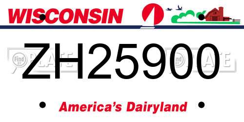 ZH25900 Wisconsin License Plate