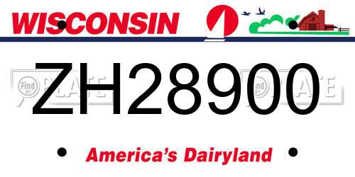 ZH28900 Wisconsin License Plate