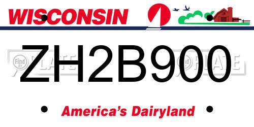 ZH2B900 Wisconsin License Plate