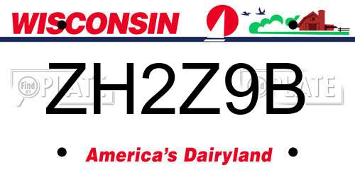 ZH2Z9B Wisconsin License Plate