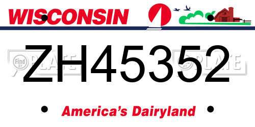 ZH45352 Wisconsin License Plate