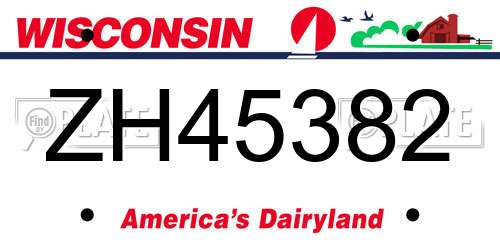 ZH45382 Wisconsin License Plate