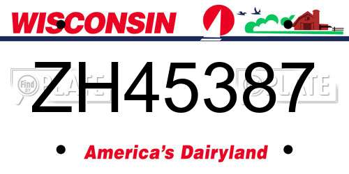 ZH45387 Wisconsin License Plate
