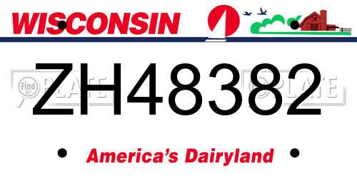 ZH48382 Wisconsin License Plate