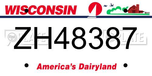 ZH48387 Wisconsin License Plate