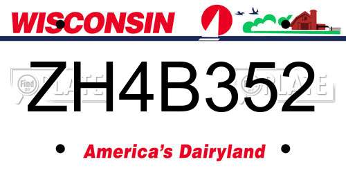 ZH4B352 Wisconsin License Plate