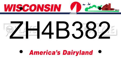 ZH4B382 Wisconsin License Plate