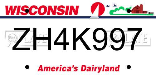 ZH4K997 Wisconsin License Plate