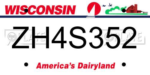 ZH4S352 Wisconsin License Plate