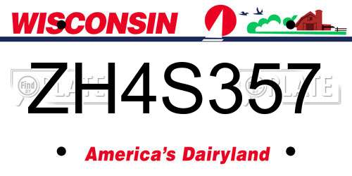 ZH4S357 Wisconsin License Plate