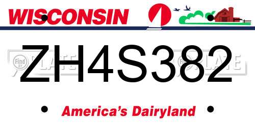 ZH4S382 Wisconsin License Plate