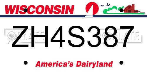 ZH4S387 Wisconsin License Plate