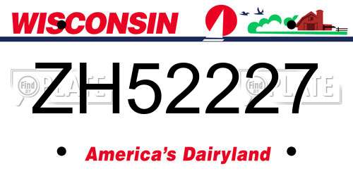 ZH52227 Wisconsin License Plate