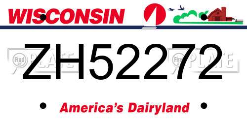 ZH52272 Wisconsin License Plate