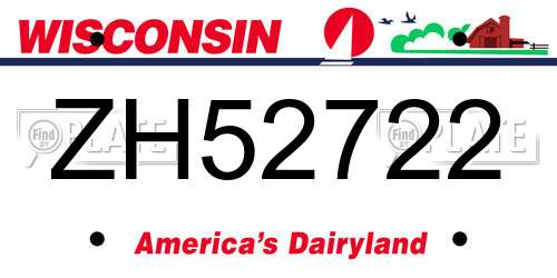 ZH52722 Wisconsin License Plate