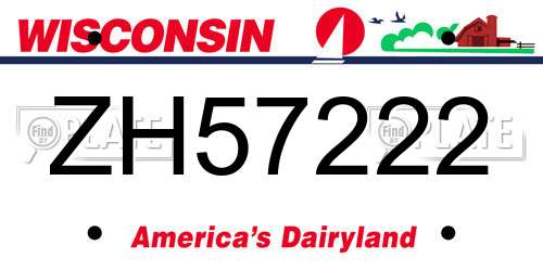 ZH57222 Wisconsin License Plate