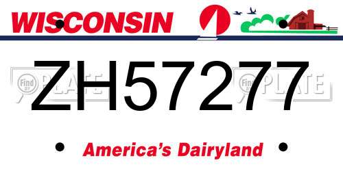 ZH57277 Wisconsin License Plate