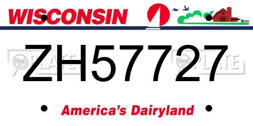 ZH57727 Wisconsin License Plate
