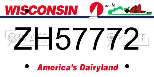 ZH57772 Wisconsin License Plate