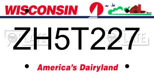 ZH5T227 Wisconsin License Plate