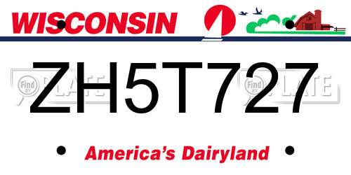 ZH5T727 Wisconsin License Plate