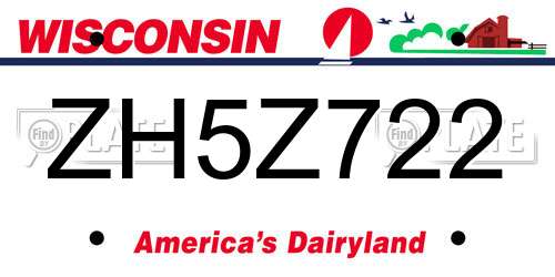 ZH5Z722 Wisconsin License Plate