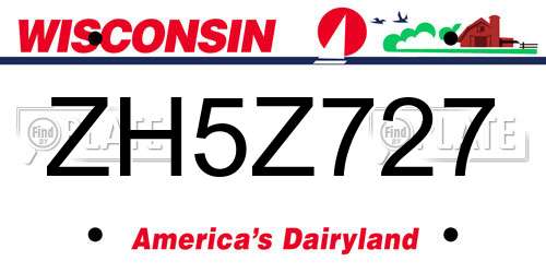 ZH5Z727 Wisconsin License Plate
