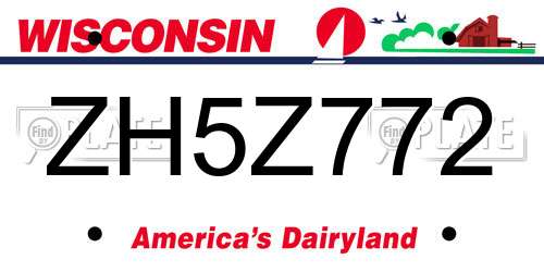 ZH5Z772 Wisconsin License Plate