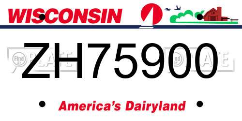 ZH75900 Wisconsin License Plate