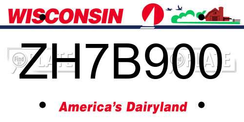 ZH7B900 Wisconsin License Plate