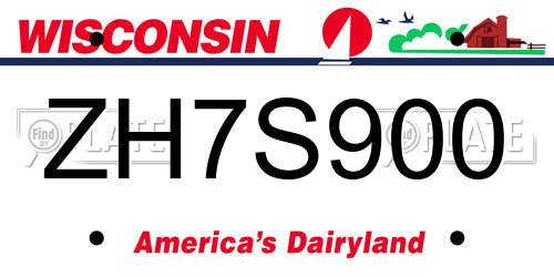 ZH7S900 Wisconsin License Plate