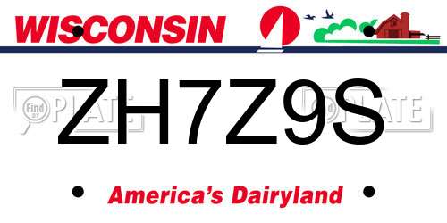 ZH7Z9S Wisconsin License Plate