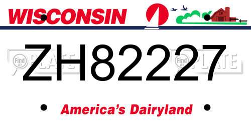 ZH82227 Wisconsin License Plate