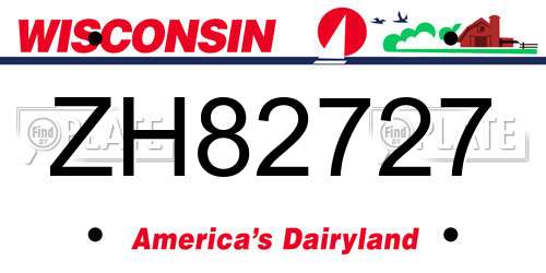 ZH82727 Wisconsin License Plate