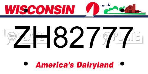 ZH82777 Wisconsin License Plate