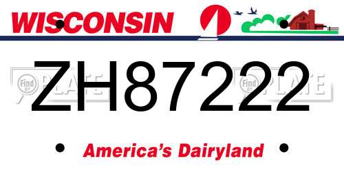 ZH87222 Wisconsin License Plate
