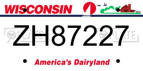 ZH87227 Wisconsin License Plate