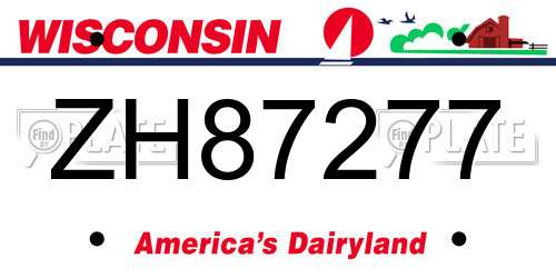 ZH87277 Wisconsin License Plate