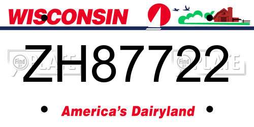 ZH87722 Wisconsin License Plate