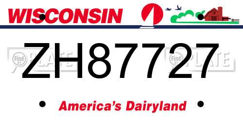 ZH87727 Wisconsin License Plate
