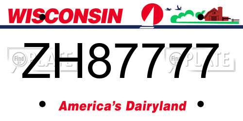 ZH87777 Wisconsin License Plate