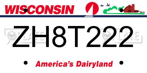 ZH8T222 Wisconsin License Plate