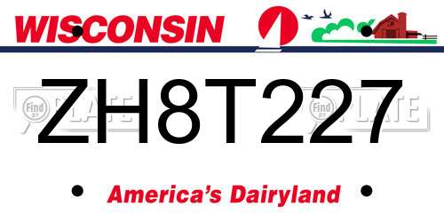ZH8T227 Wisconsin License Plate
