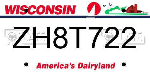 ZH8T722 Wisconsin License Plate