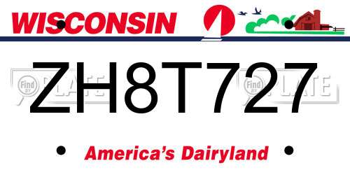 ZH8T727 Wisconsin License Plate