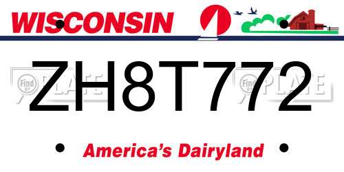 ZH8T772 Wisconsin License Plate