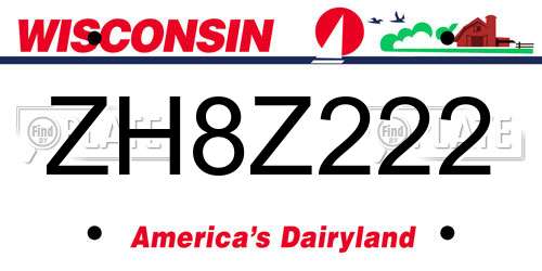 ZH8Z222 Wisconsin License Plate
