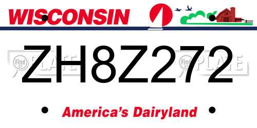 ZH8Z272 Wisconsin License Plate