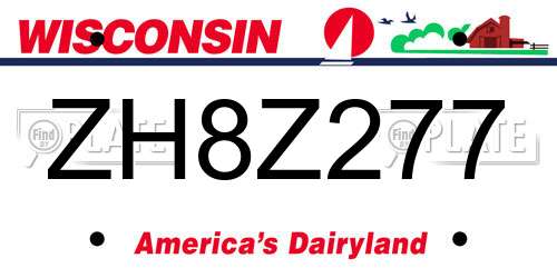 ZH8Z277 Wisconsin License Plate