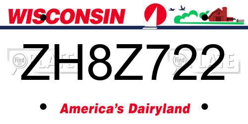 ZH8Z722 Wisconsin License Plate